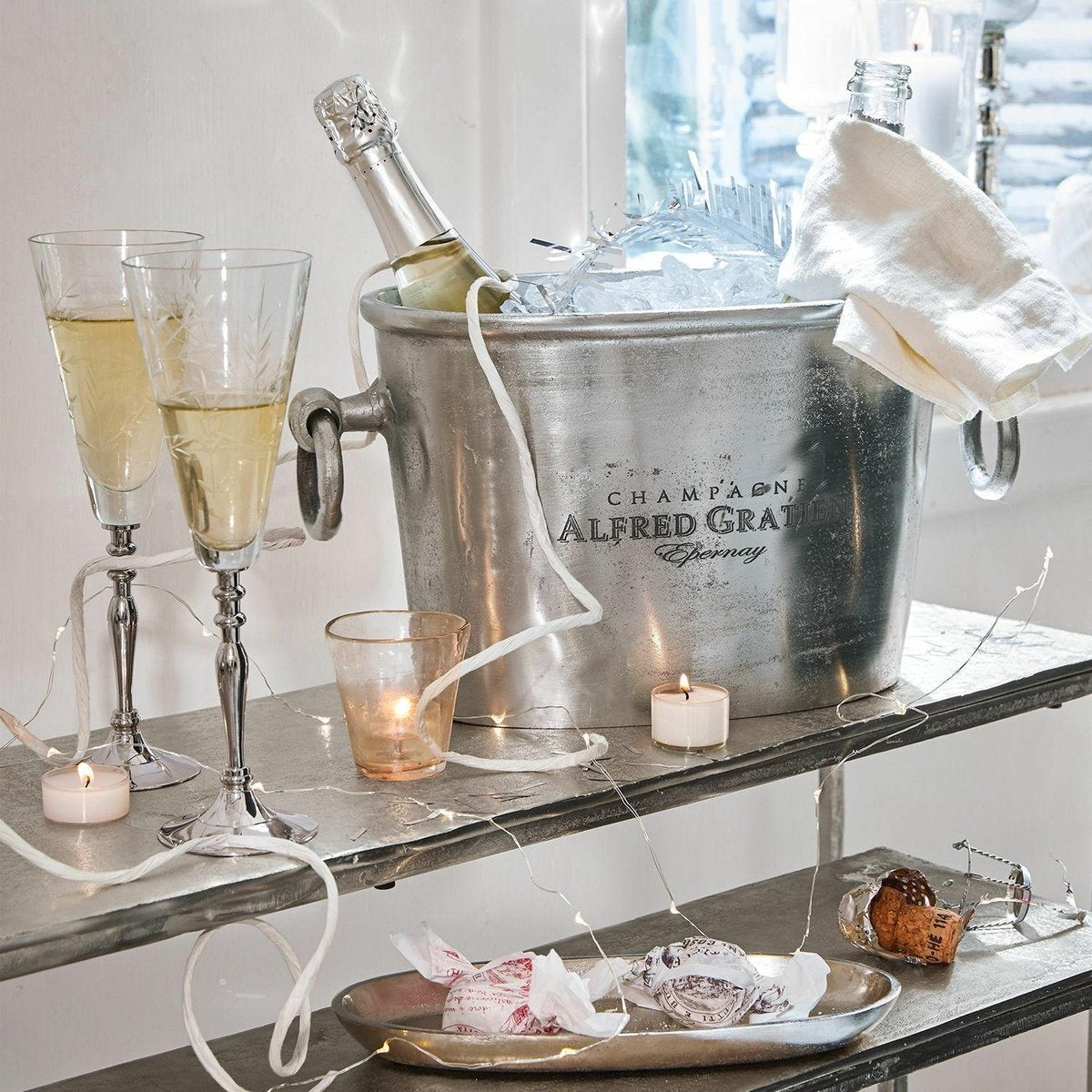 LOBERON Champagnekoeler Alfred zilverkleurig