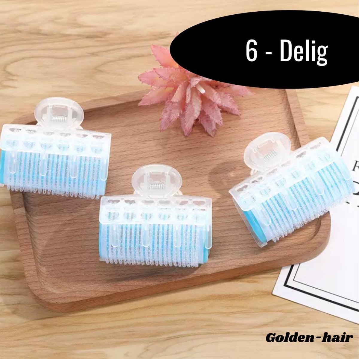 BeautyFit Professionele Haarkrulset 6-delig - NIEUWSTE Krulspelden + incl 3 Klemmen - Watergolf Haarrollers Blauw - Kleefrollers - Hoge kwaliteit Haarkrullers