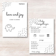 Babyshower Invulkaarten Dots Grijs 10 Stuks - Baby Voorspellingen - Babyshower Spelletje - Gender Reveal