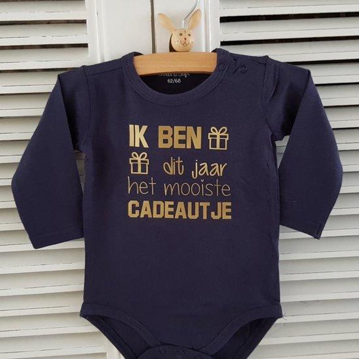 Baby Rompertje met tekst  cadeau eerste Moederdag liefste mama Vaderdag papa Ik ben dit jaar het mooiste cadeautje | Lange mouw | blauw | maat 50/56 jongen meisje unisex