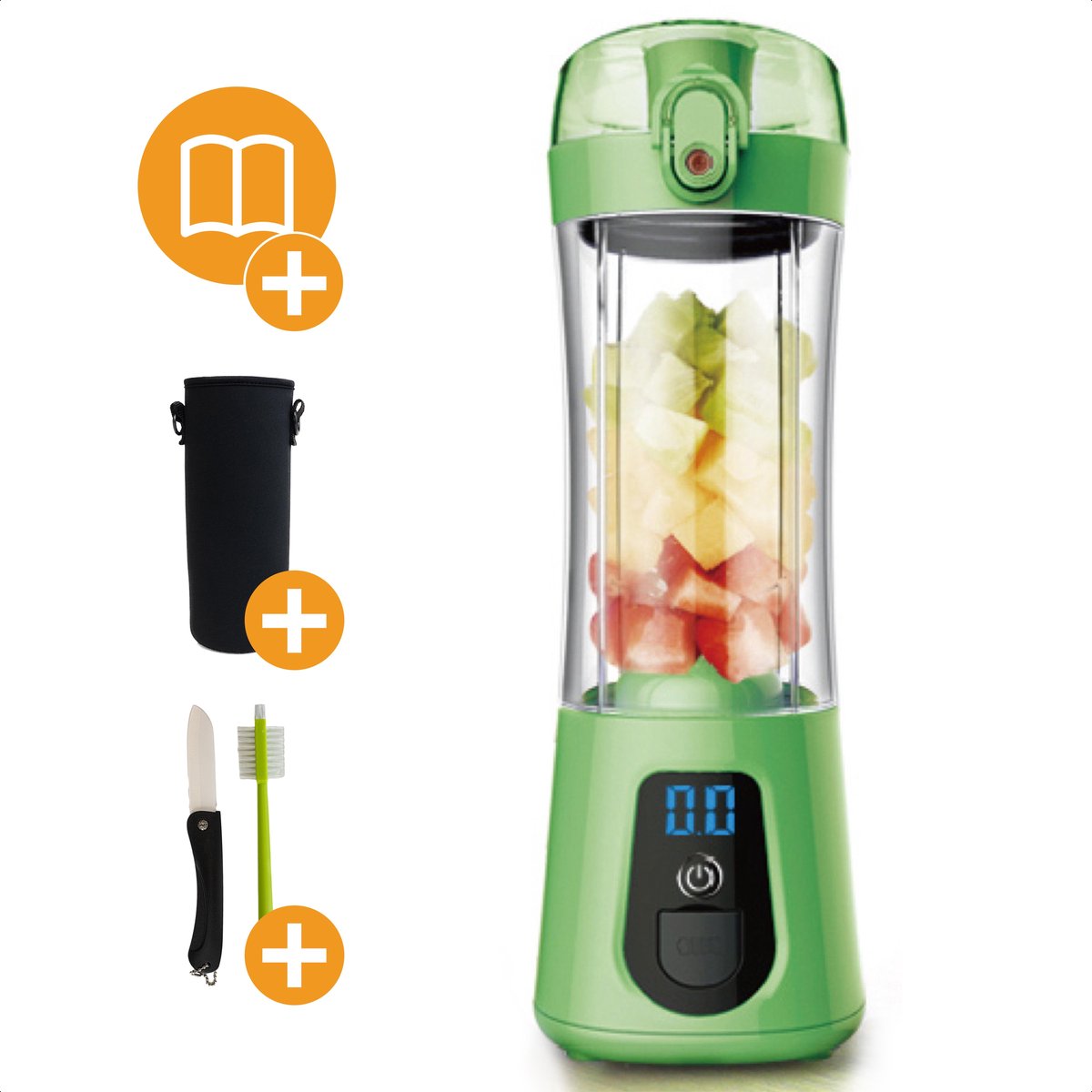 NCP® Mini Blender To Go Set - Draagbare Blender - Portable Blender - Incl. recepten E-Book - 520 ml
