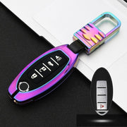 Auto Lichtgevende All-inclusive Zinklegering Sleutel Beschermhoes Sleutel Shell voor Nissan D Style Smart 4-knop (Kleur)