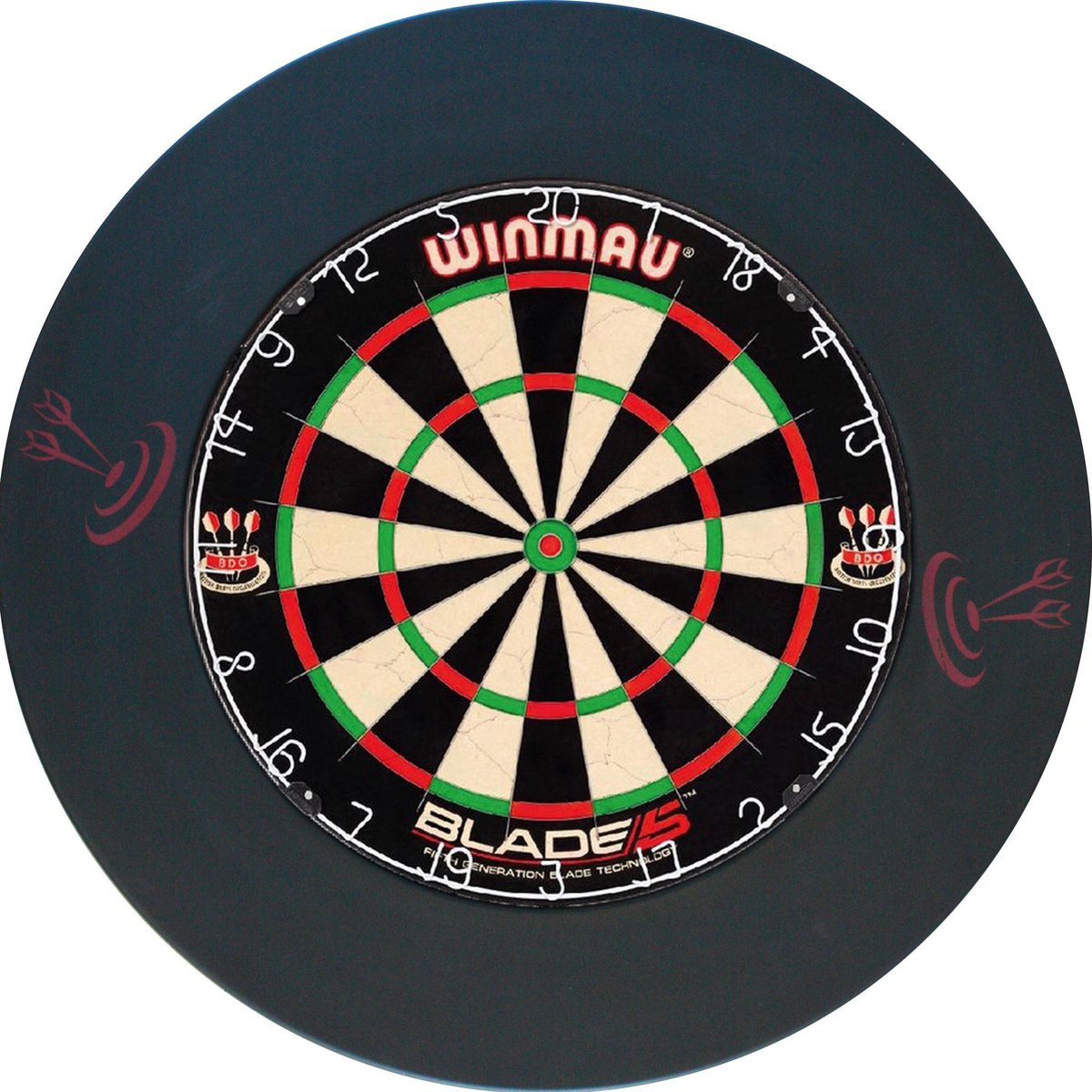 Winmau blade 5 incl. rubberen surround ring zwart en  ABC darts scorebord