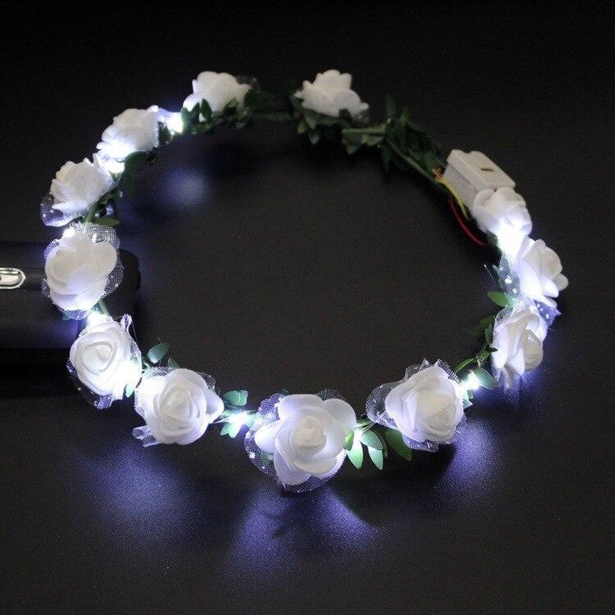 LED Tiara / Haarband Roos - Wit