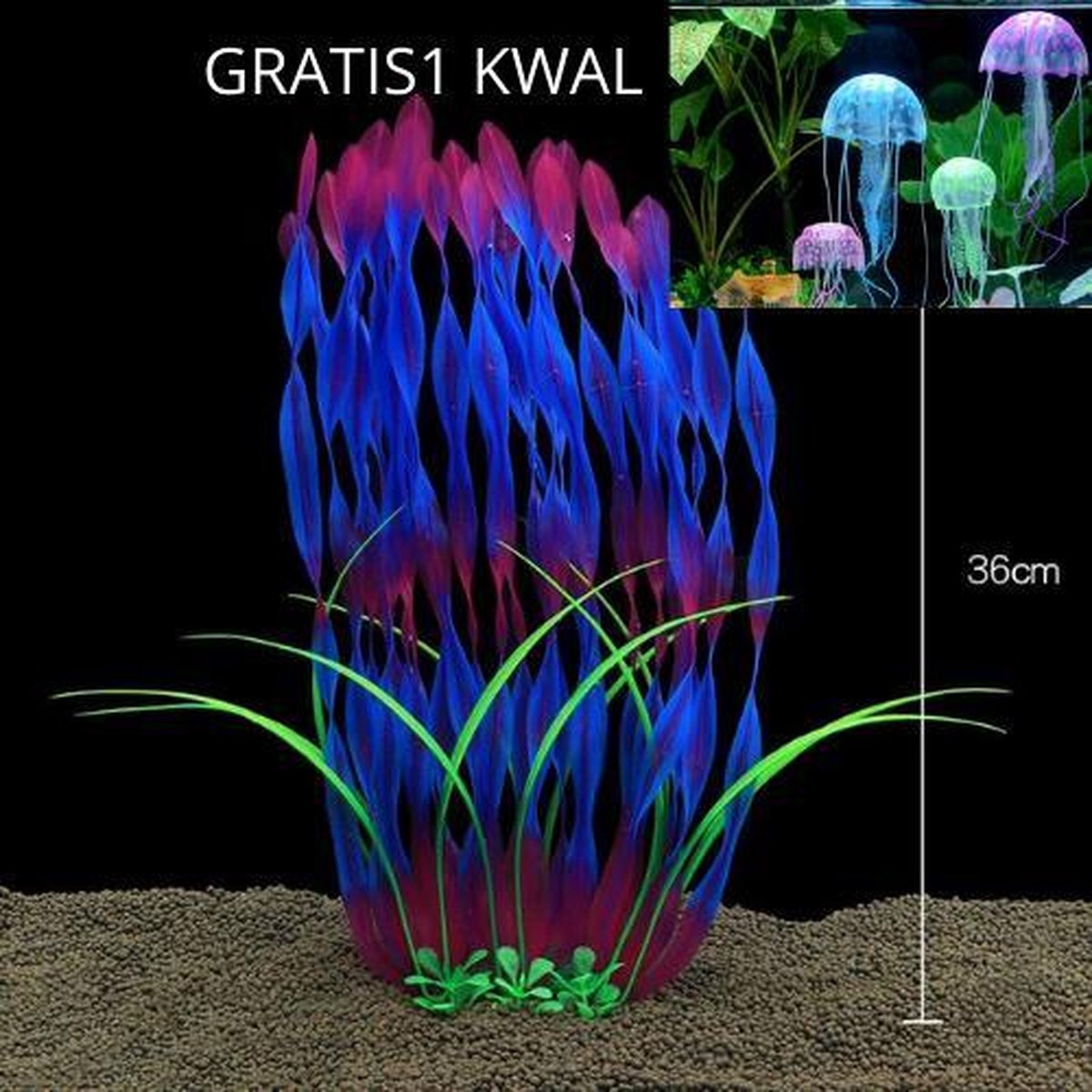 Dierplezier - Aquarium decoratie - Koraal - Kunstplant Aquarium - GRATIS kwal - Planten voor aquarium - Mooie neon planten –Planten blauw met groen en paars - Aquariumdecoratie - Aquariumversiering - Benodigdheden aquarium – 36 cm x 11cm