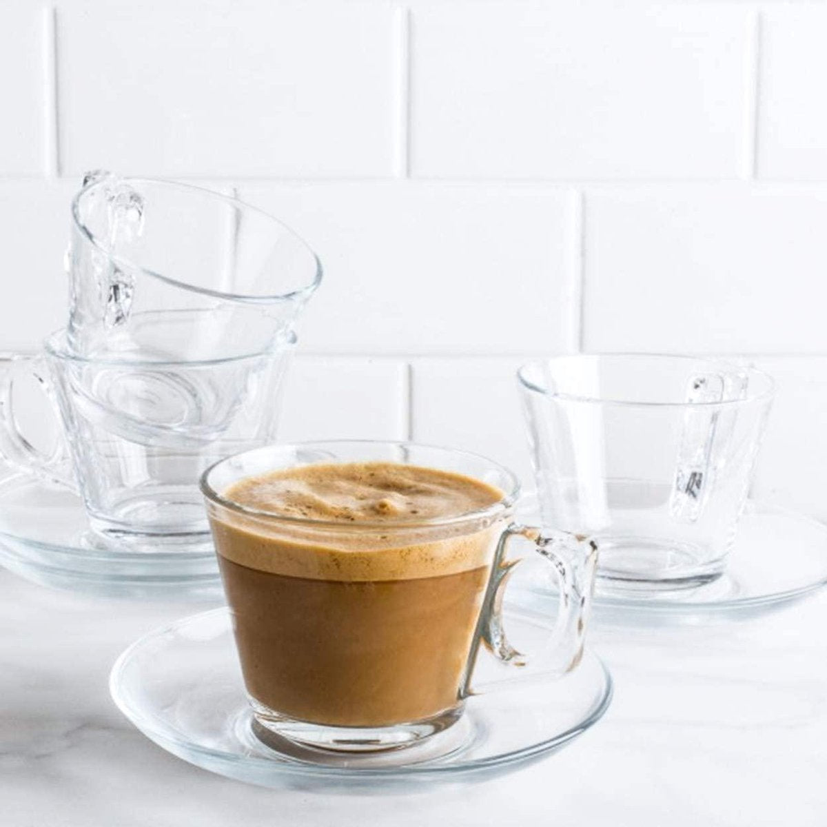 Pasabahce Barista –  Espresso kopjes + Schoteltjes – 80 ml – Set van 6