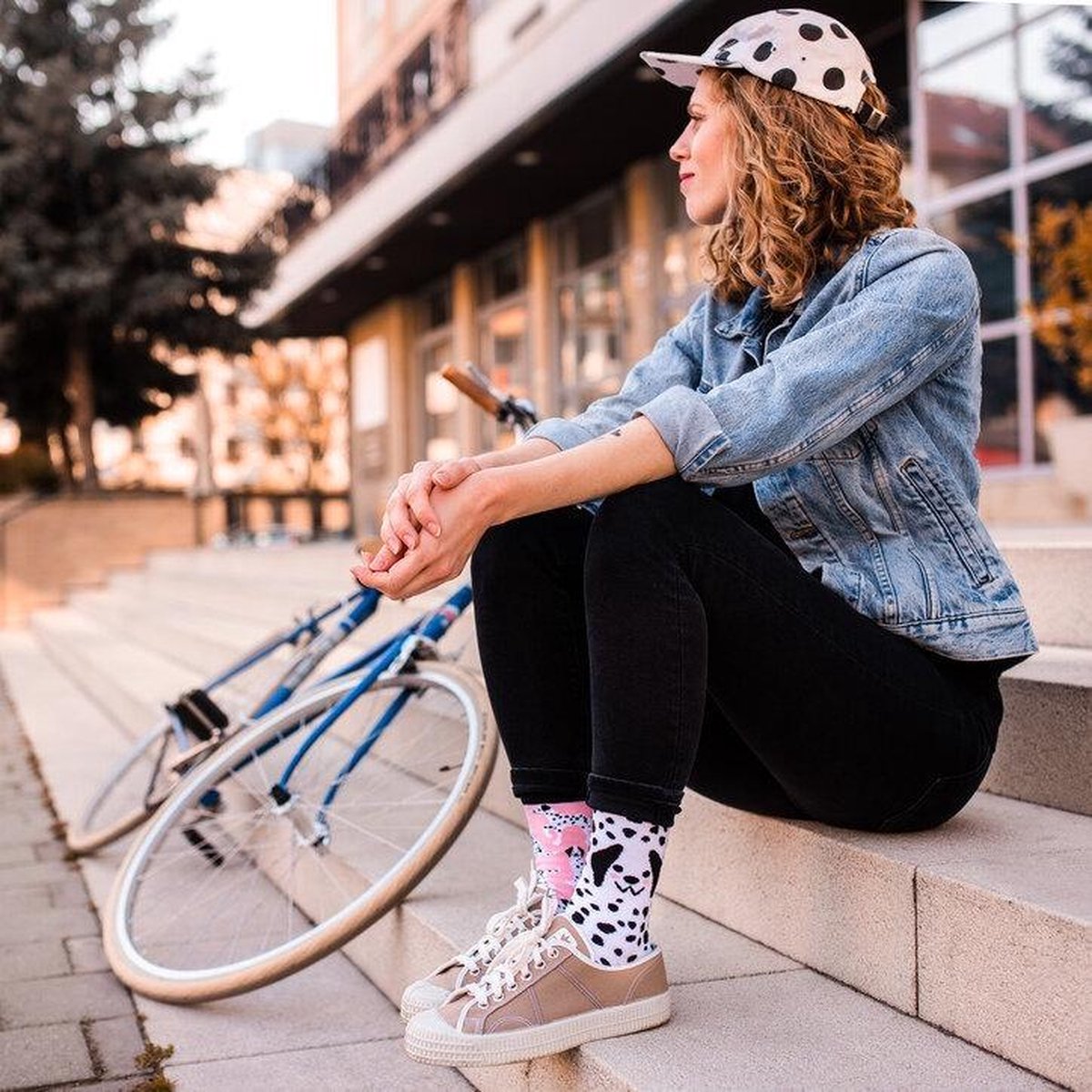 Good Mood Sokken - Roze Dalmatiërs - Unisex Maat 35-38