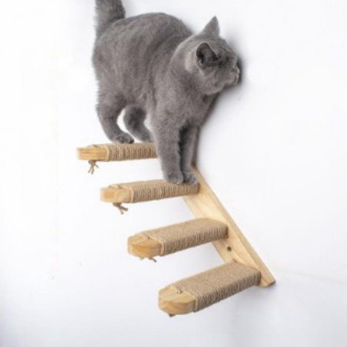 TBG Wandmontage Kat Klimladder Houten Trappen Springen Platform Kat Klimrek Kitten Springplank DIY Huisdier Meubels Krabpaal H02
