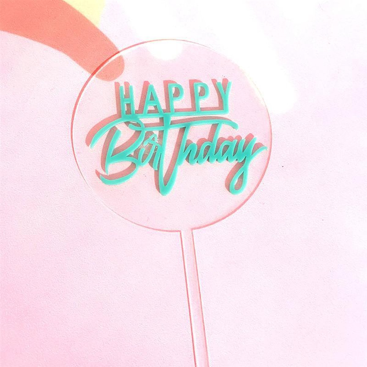 Cake Topper Happy Birthday Aqua Blauw/Aqua Blue |Verjaardag/Birthday | Taartdecoratie | Taartversiering | Taarttopper |
