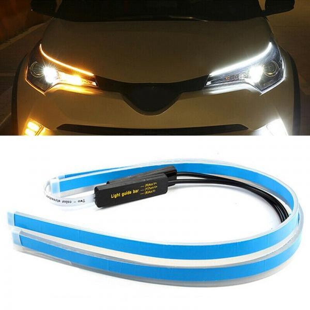 S&L auto led strip Set van 2  - auto accessories - auto led verlichting - knipperlicht met daglicht waterdicht 60cm lang Kleur Wit