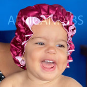 Afabs® Rode Satijnen Slaapmuts ( Kindermaat 3-10 jaar ) / Kinder Hair Bonnet / Haar bonnet van Satijn / Satin bonnet