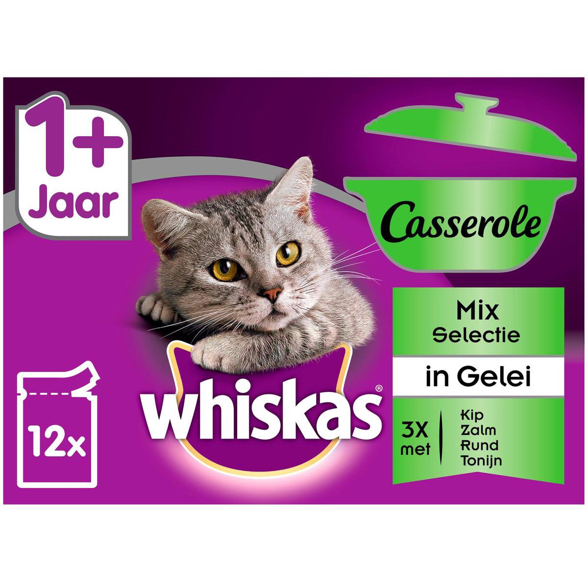 Whiskas Casserole Adult Mix&Gelei - Kattenvoer - 4 x 12x85 g