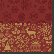 120x Kerst servetten donkerrood 33 x 33 cm - Kerstdiner tafeldecoratie versieringen - Papieren wegwerpservetten 3-laags