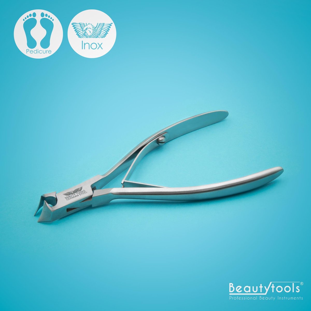 PROMO! BeautyTools INOX Nagelknipper/Nageltang Voor Ingegroeide Nagels En Kalknagels - Dwarssnittang (Kopknipper) - 10 mm Gebogen Bek (NN-0126)