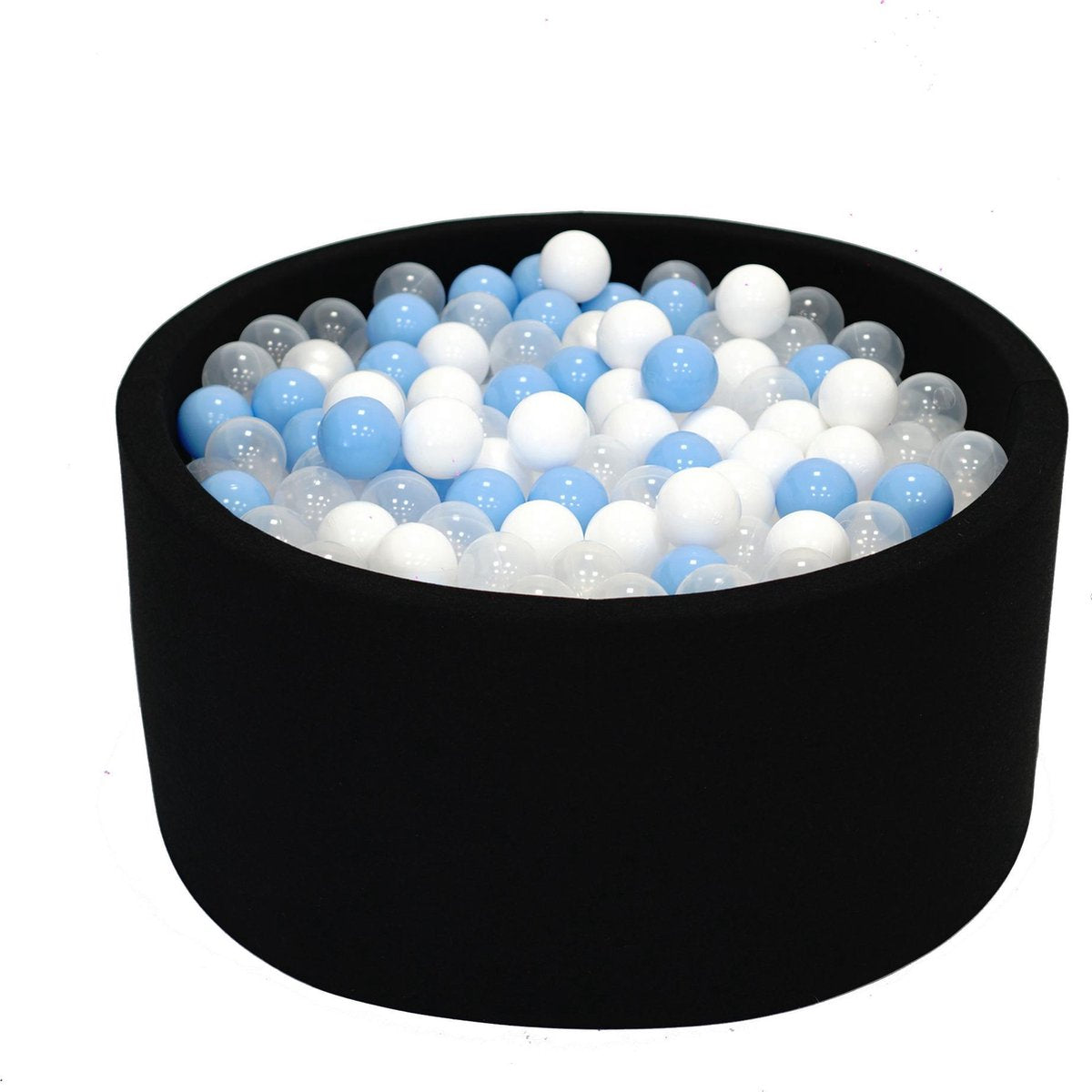 Ballenbak Grijs Zwart 90x40 met 250 ballen Babyblauw
