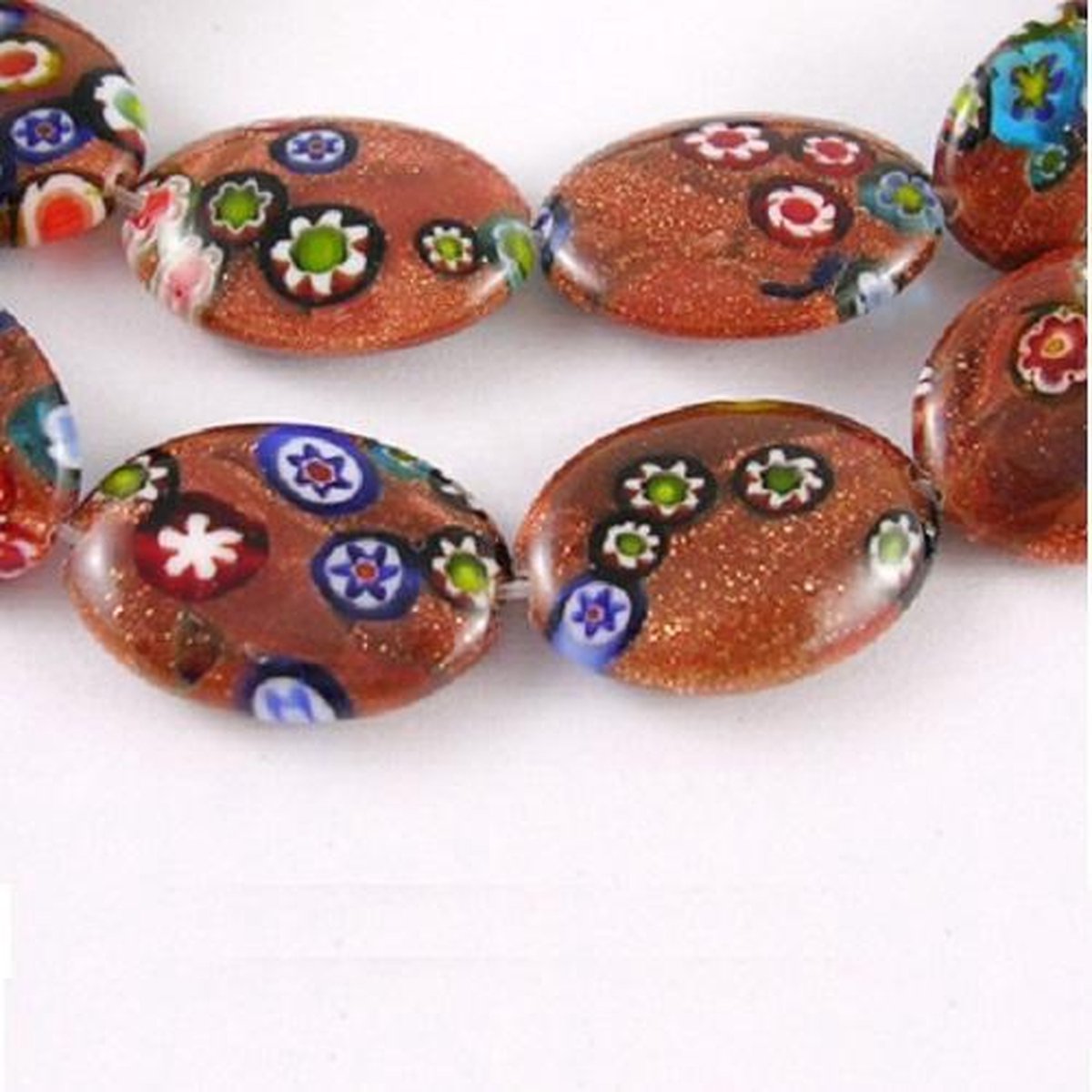 Millefiori in goldstone