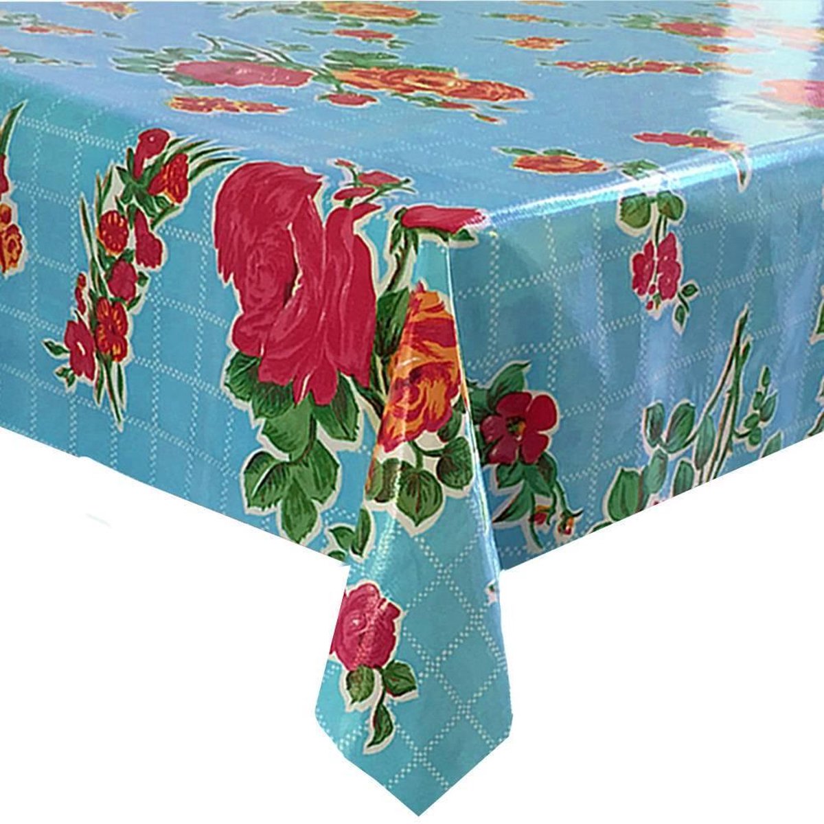 Mexicaans tafelzeil rosedal aqua blauwafmeting: 120 x 200cm