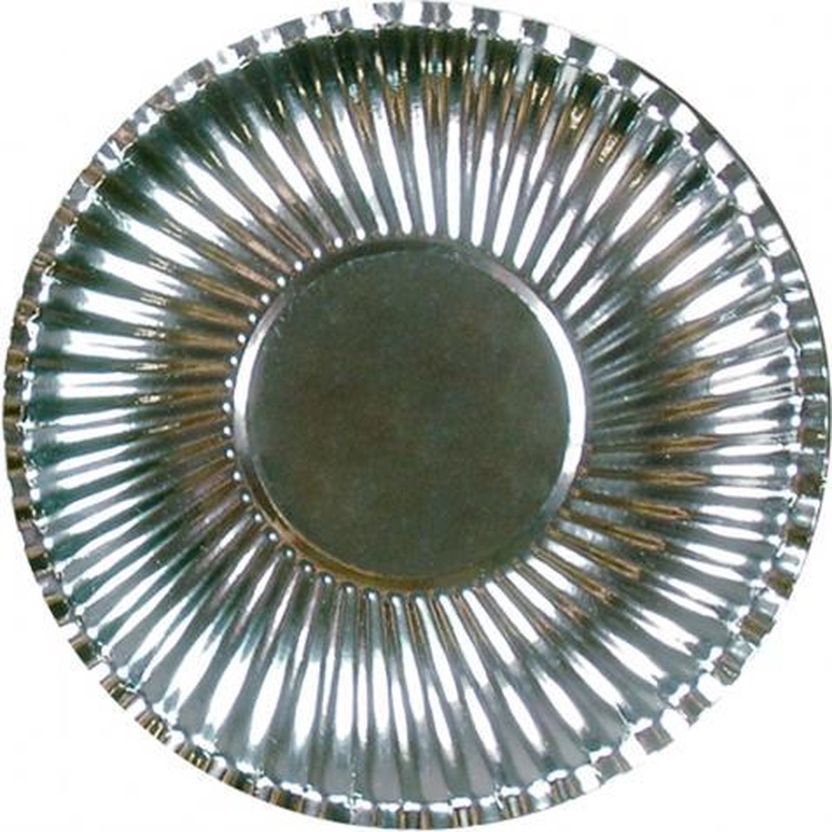 50x Platte kartonnen bordjes Metallic zilveren 23 cm - Wegwerpborden van karton - Feestbordjes - Feestartikelen tafeldecoratie