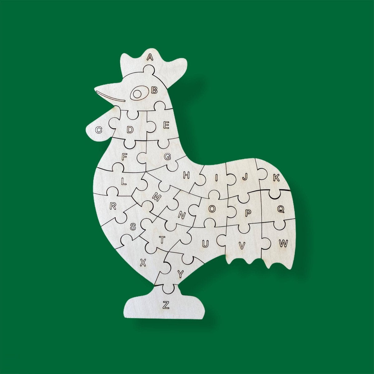 Kinder Puzzel - Hout - Haan - Puzzels - Leren - 24x18