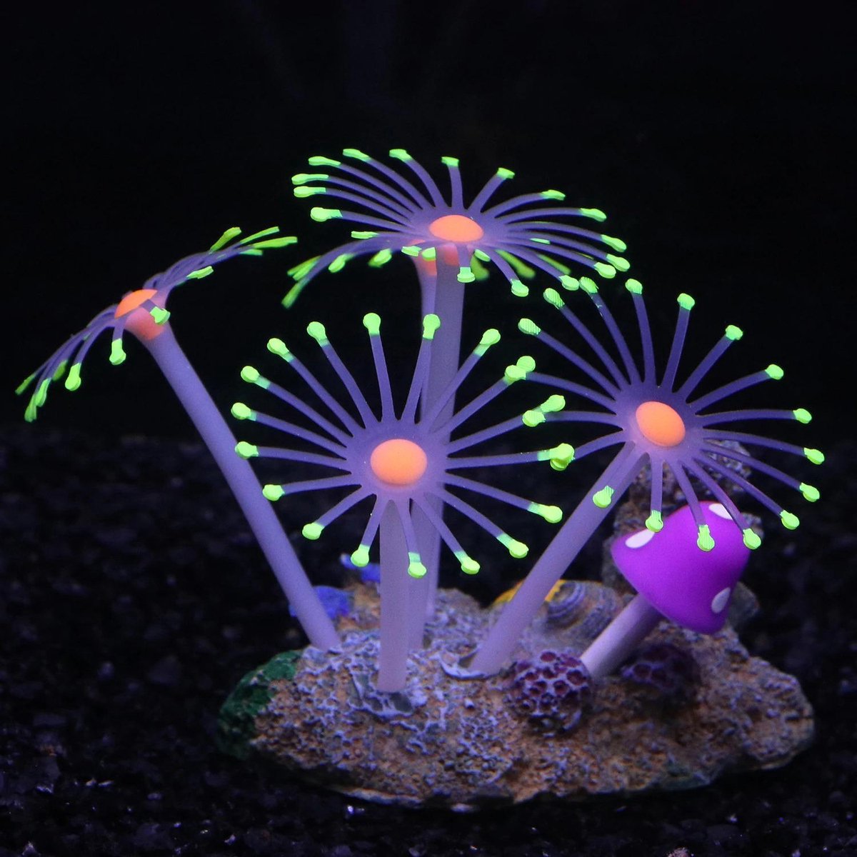 Dierplezier - Aquarium decoratie - Koraal - Kunstplant Aquarium Fluo - Planten voor aquarium - Mooie neon planten –Planten GROENE bloemen kleur - Aquariumdecoratie - Aquariumversiering - Benodigdheden aquarium