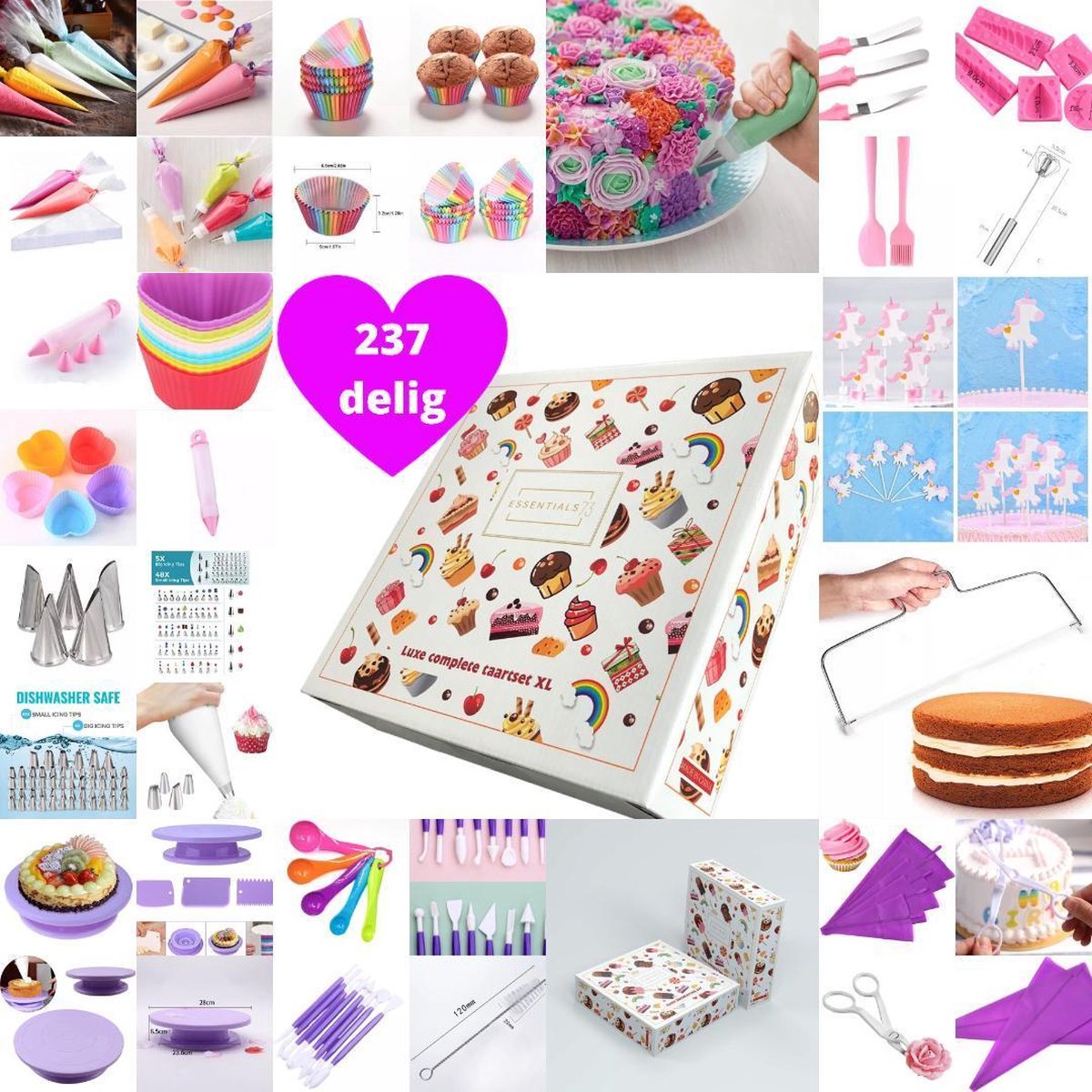 Meest Luxe complete taartset XL Unicorn - Taart Decoratie set - Eenhoorn - Bakset - Bakken - Unicorn - Verjaardag - Taarten - Cupcakes - Taartdecoratie - Bakbenodigdheden - Verjaardagstaart - Versiering - Cake - plateau - Taartstandaard