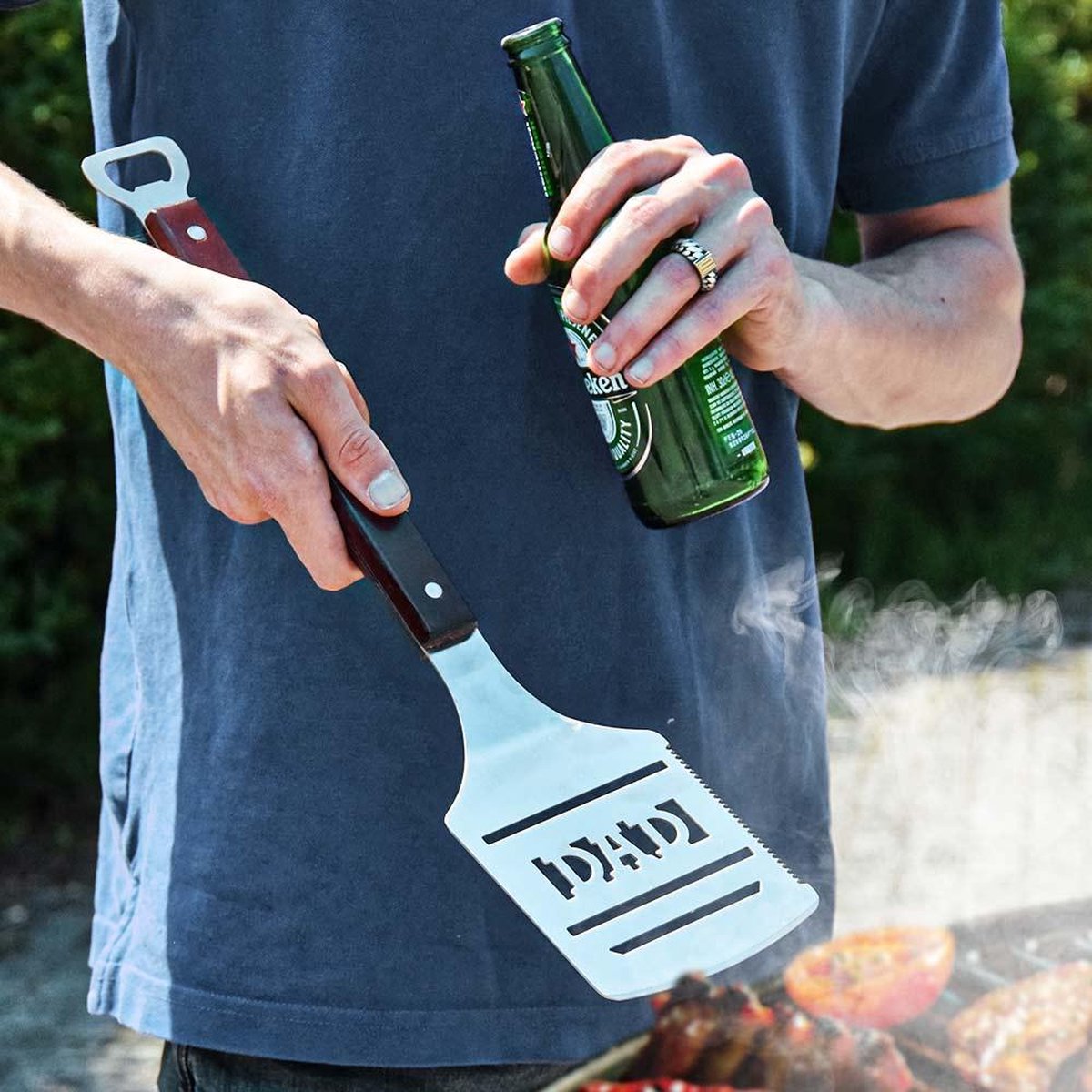 Spatel Dad - Bakspatel - Flesenopener - Chique Design Met Houten Handvat