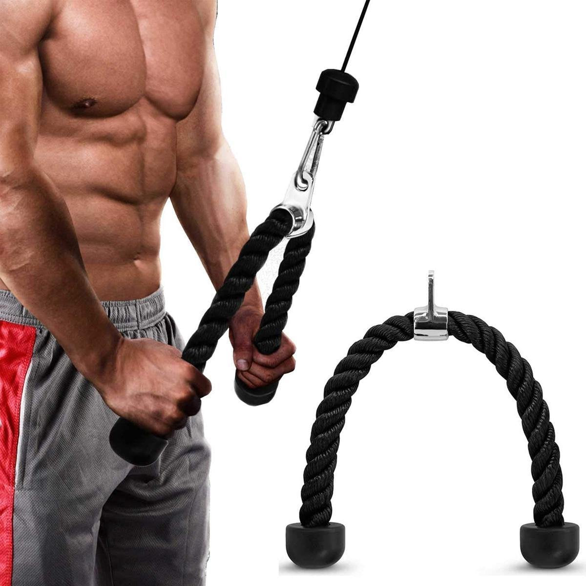 Triceps Touw - Tricep Rope - 70 Centimeter - Zwart - Nylon