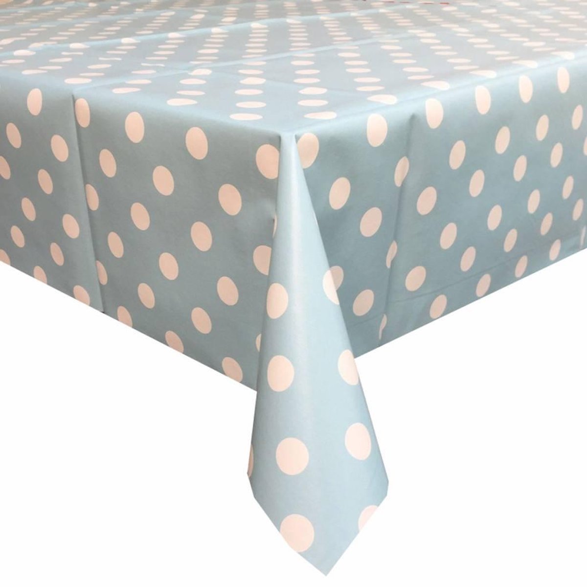 MixMamas Tafelzeil Grote Stip - 140 x 300 cm - Lichtblauw/Wit