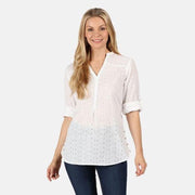 Regatta - Women's Maelie Long Length Half Button Shirt - Outdoorshirt - Vrouwen - Maat 46 - Wit