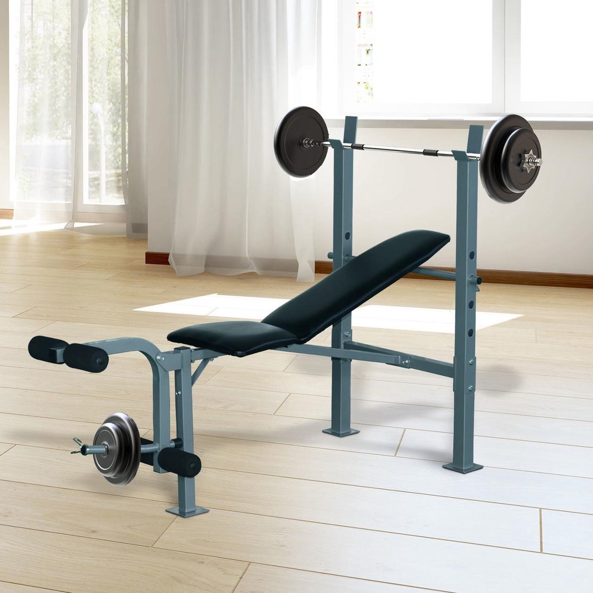 Fitnessbank - Fitnessbank verstelbaar - Halterbank - Buikspierbank - Bankdrukbank - Bankdruk - Beentrainer - Fitness