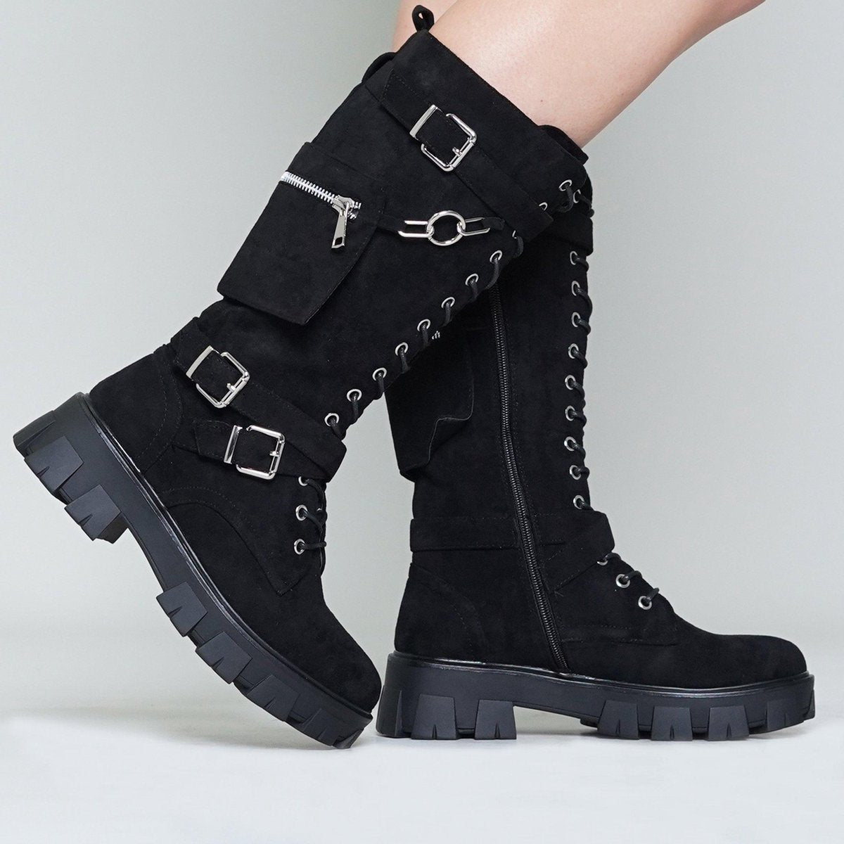 Zwarte suède biker boots 38 / Zwart