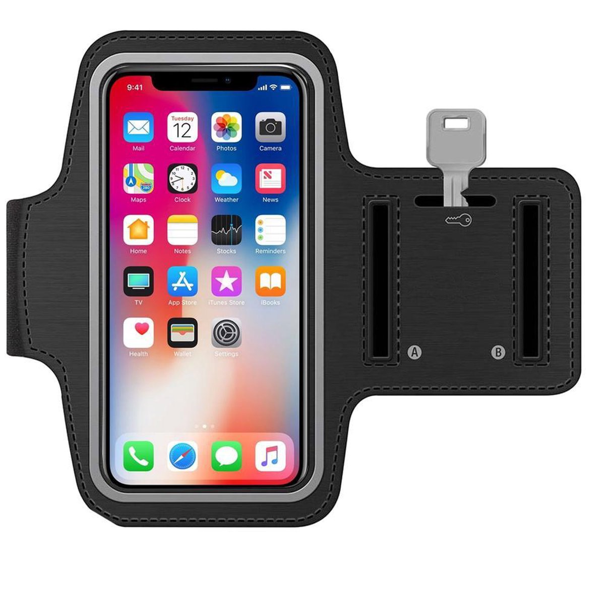 MMOBIEL Sport / Hardloop Armband (ZWART) voor iPhone 12/ 12 Pro/ 11 Pro / 11 / XR / XS / 8 Plus / 7 Plus / 6S Plus / 6 Plus - Spatwatervrij