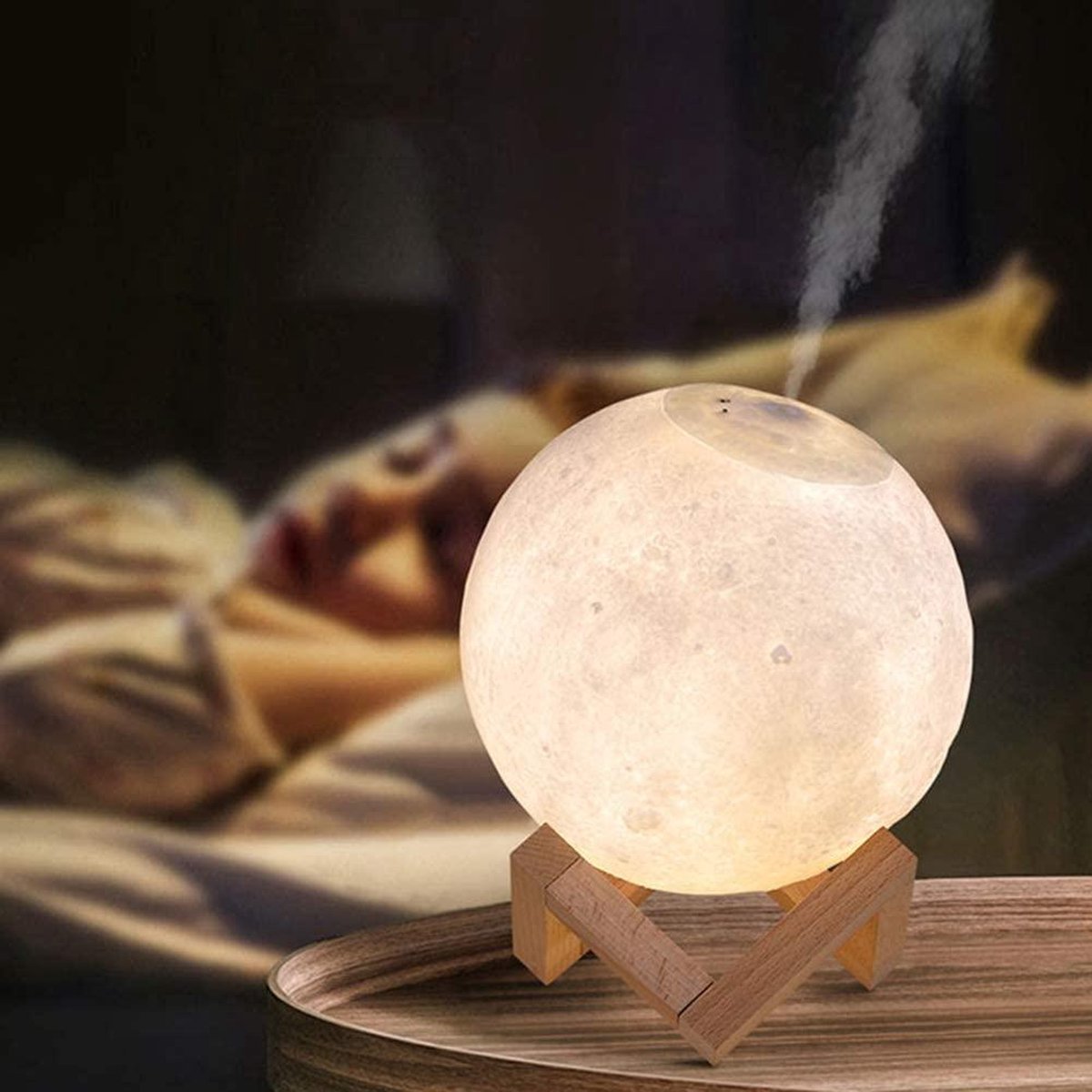 House of Odor | Moon Luchtbevochtiger | Maanlamp in 3 kleuren | Dimbare Verlichting | Luchtbevochtiging | Met gratis heerlijke aroma én extra filter
