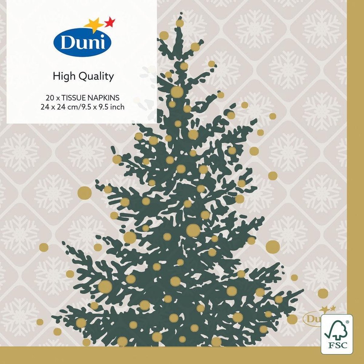 Duni Servetten Trees In Gold 3-laags 24 X 24 Cm Papier 20 Stuks