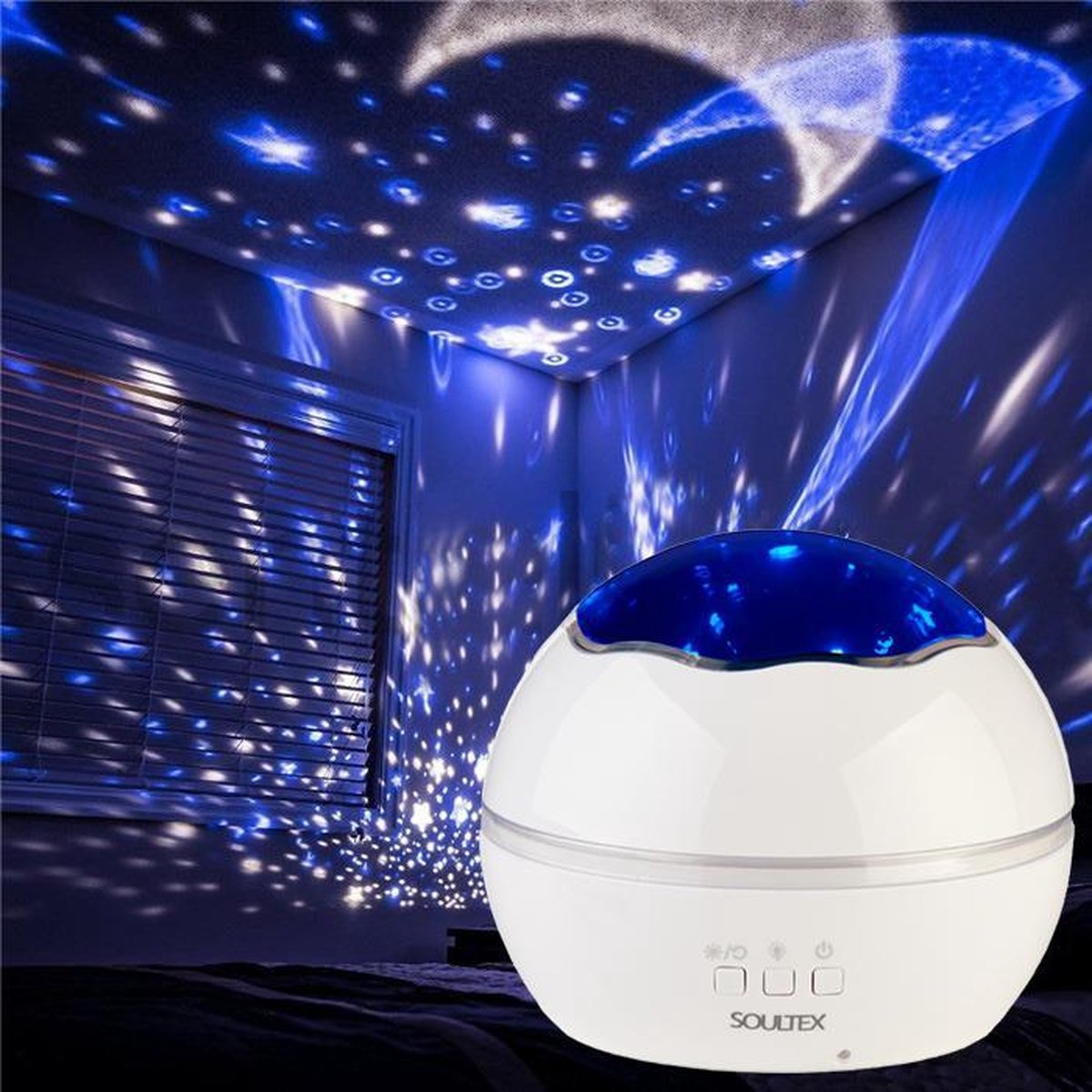 Babyprojector - Soultex Pro - Sterren Projector Voor Baby en Kinderen - Kinderlamp - Wit + Gratis Batterijen