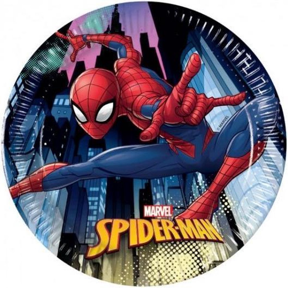 Kartonnen Bordjes Spider-Man  20 cm 8 st - Wegwerp borden - Feest/verjaardag/BBQ borden