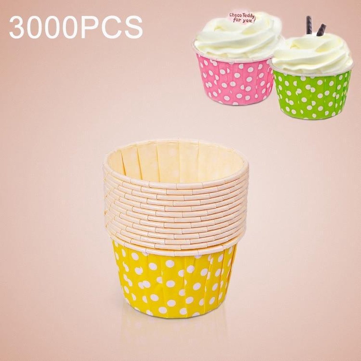 3000 STKS Dot patroon ronde laminering Cake Cup vormpjes Chocolade Cupcake Liner Baking Cup