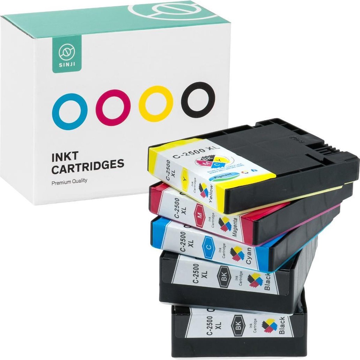Sinji Inktcartidge voor Canon PGI-1500 - Zwart/Cyaan/Magenta/Geel - Hoge capaciteit