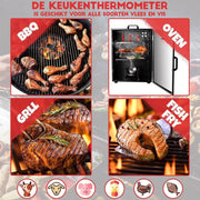 BBQ thermometer - Vleesthermometer - Oventhermometer - Draadloos - Bluetooth - Barbecue - Geschikt voor oven - Grill - Digitaal - Batterij inbegrepen - Inclusief gratis app kerntemperatuur oventhermometer BBQ Barbecue sonde digitaal tot 420 gr. Ce