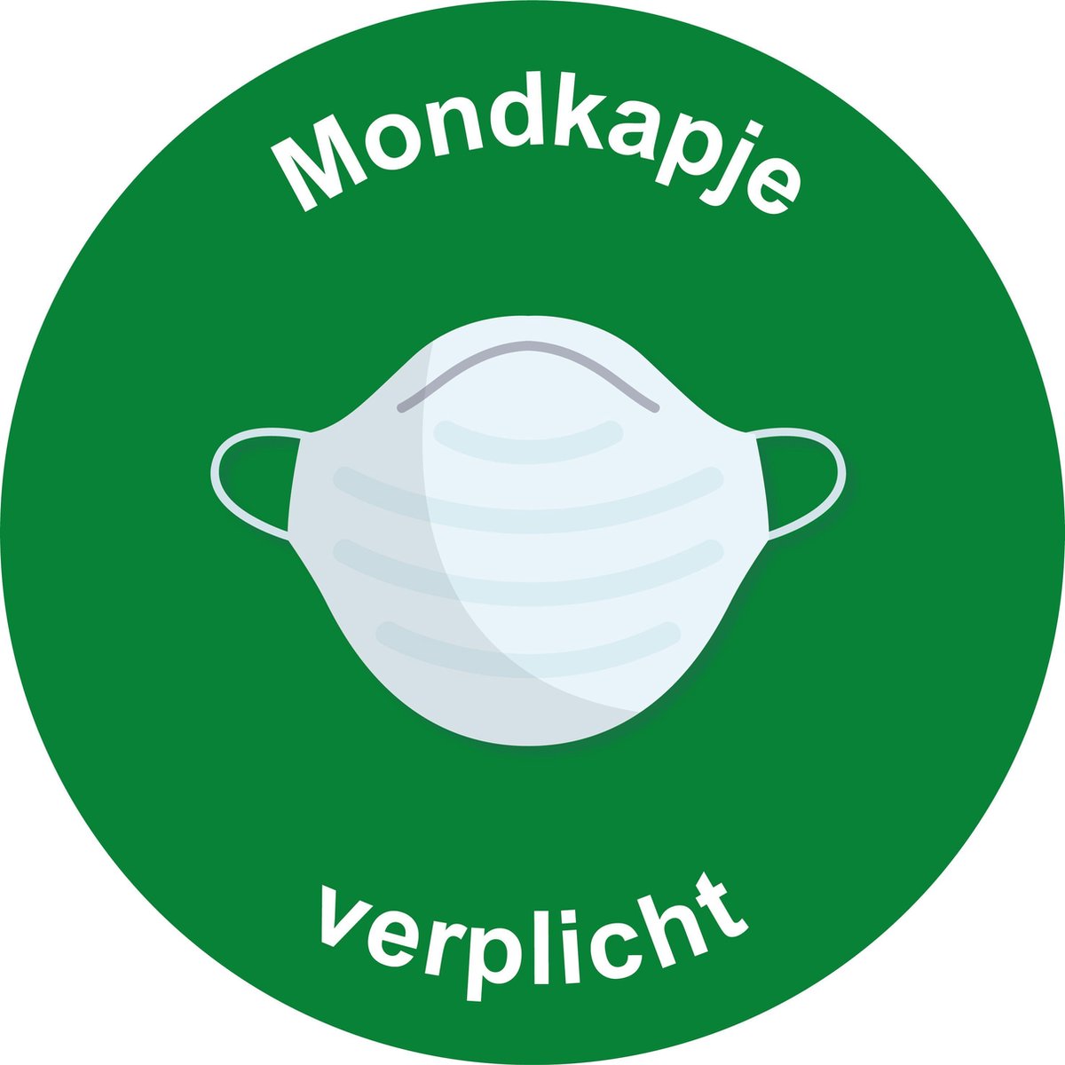 Sticker mondkapje verplicht groen ø25cm | Corona sticker