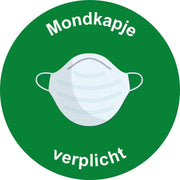 Sticker mondkapje verplicht groen ø25cm | Corona sticker