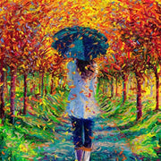 Diamond Painting Volwassenen- Paraplu Meisje Herfst - 50x75 cm (Volledige Bedekking) - Inclusief Premium Tools
