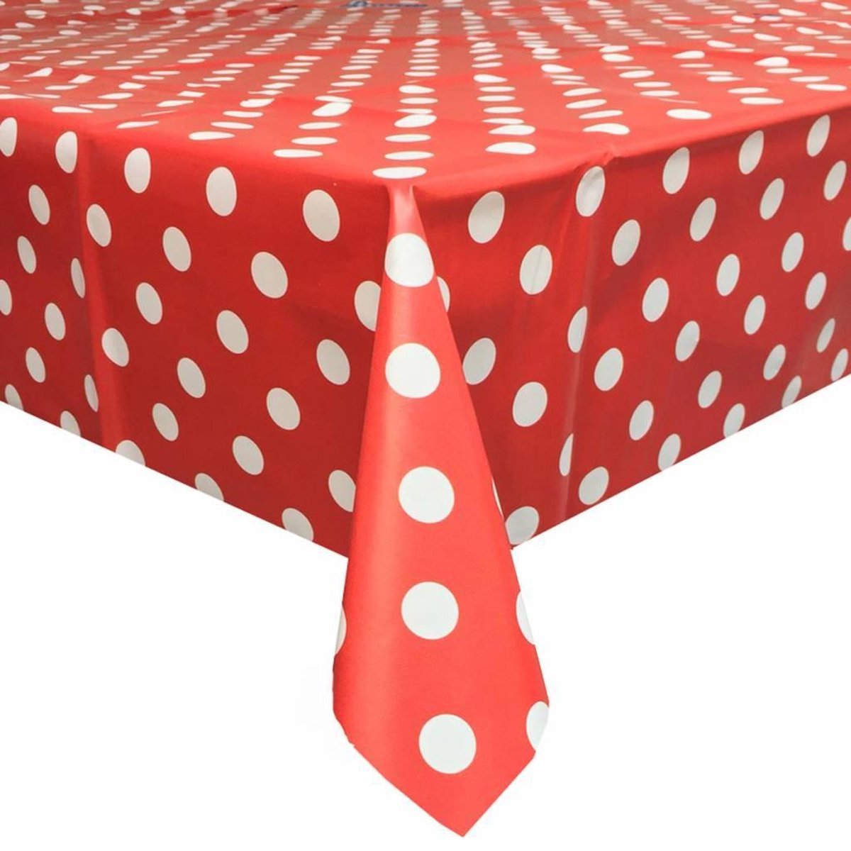 MixMamas Tafelzeil Grote Stip - 140 x 200 cm - Rood/Wit