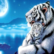 Diamond painting 5D - Tijger - Wit - Welp - Moeder -