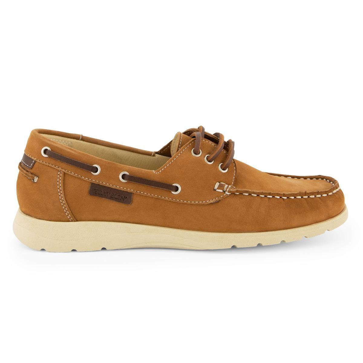 Travelin Seaport - Dames Instappers - Leren Moccasins met veter - Cognac - Maat 41