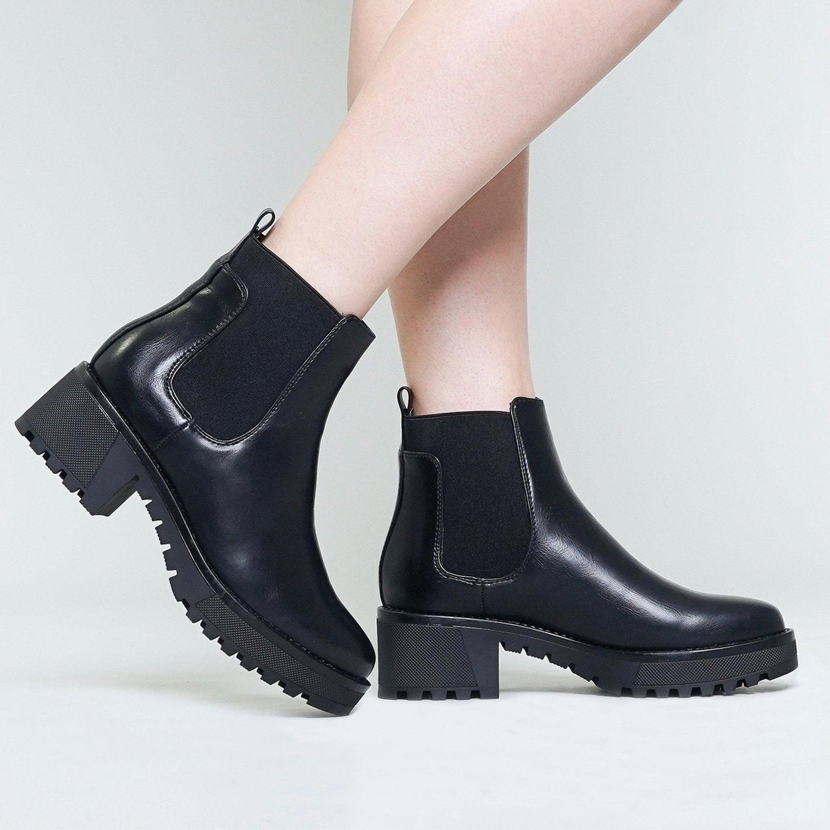 Chelsea boots zwart met blokhak Zwart / 37
