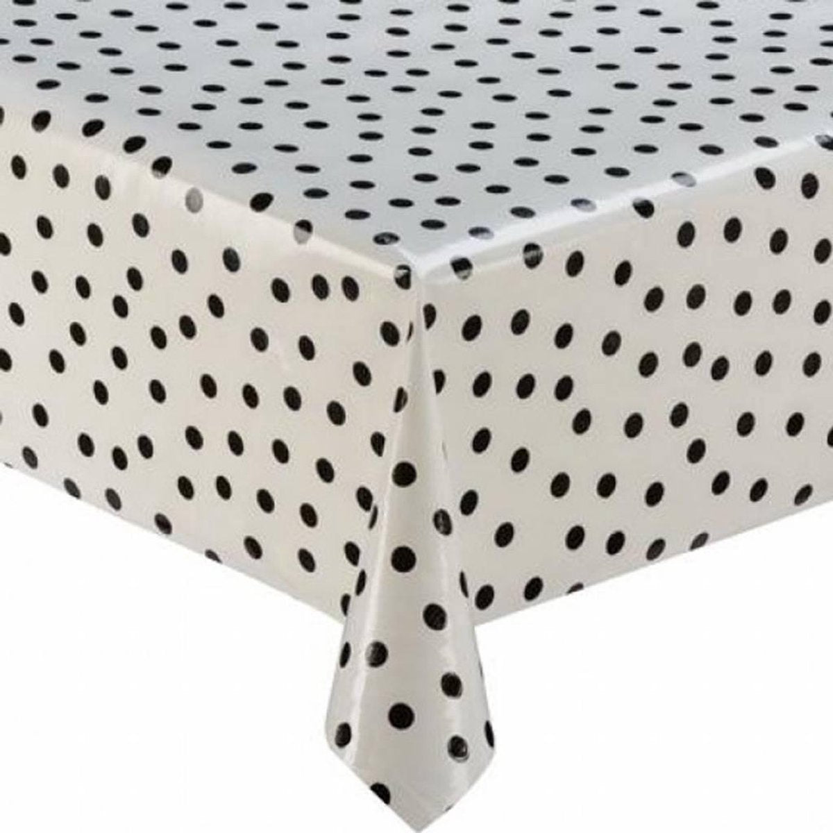 MixMamas Tafelzeil Stippen - 120 x 270 cm - Wit/Zwart