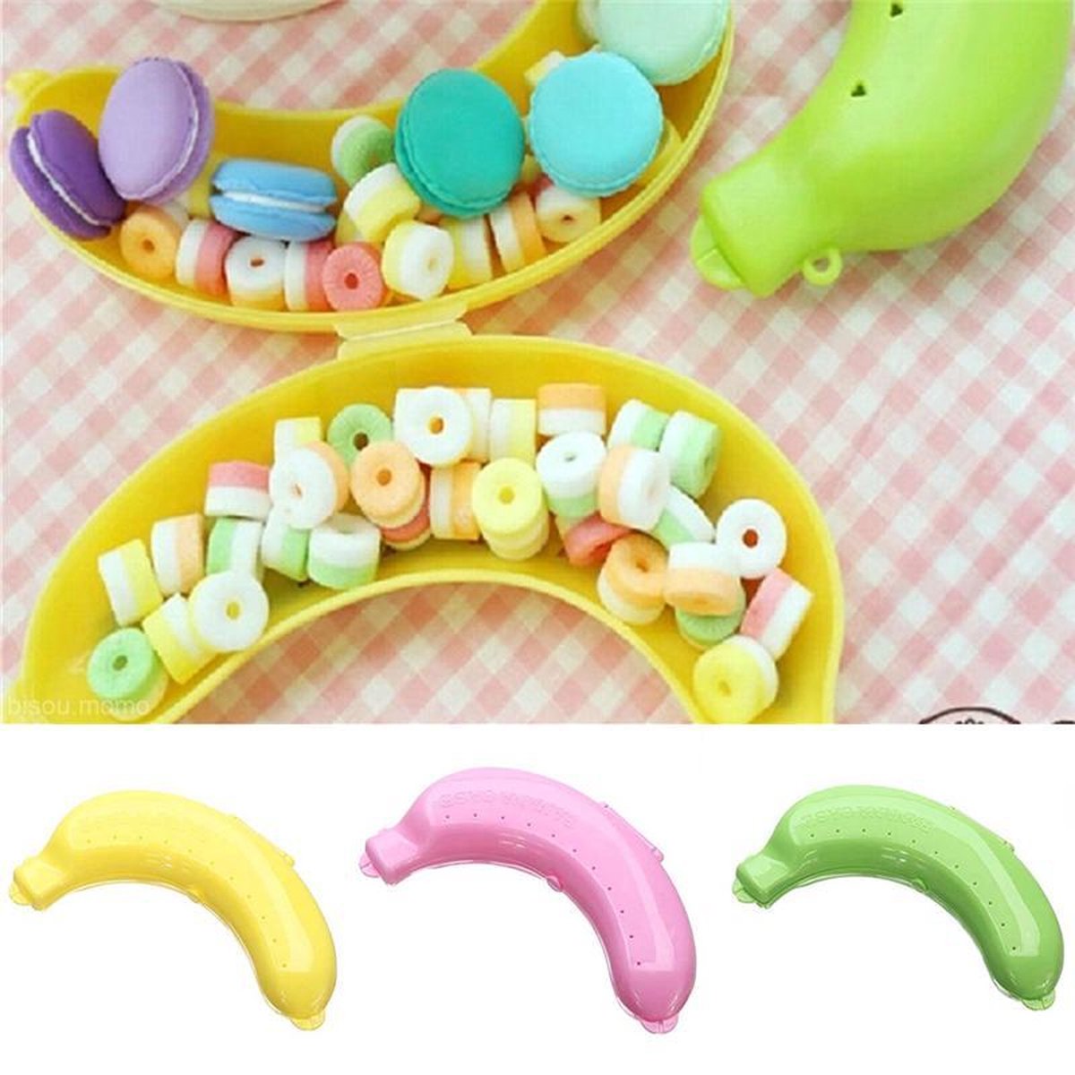 EPIN | Bananen trommel|Bananen bewaardoos|Lunchbox|Fruitbox|Voor het opbergen van een banaan|GEEL