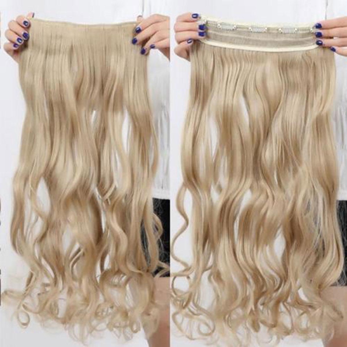 Clip In Extensions 100%Echthaar 50cm lengte kleur 613 blond 1deel 28cm breed 120gram