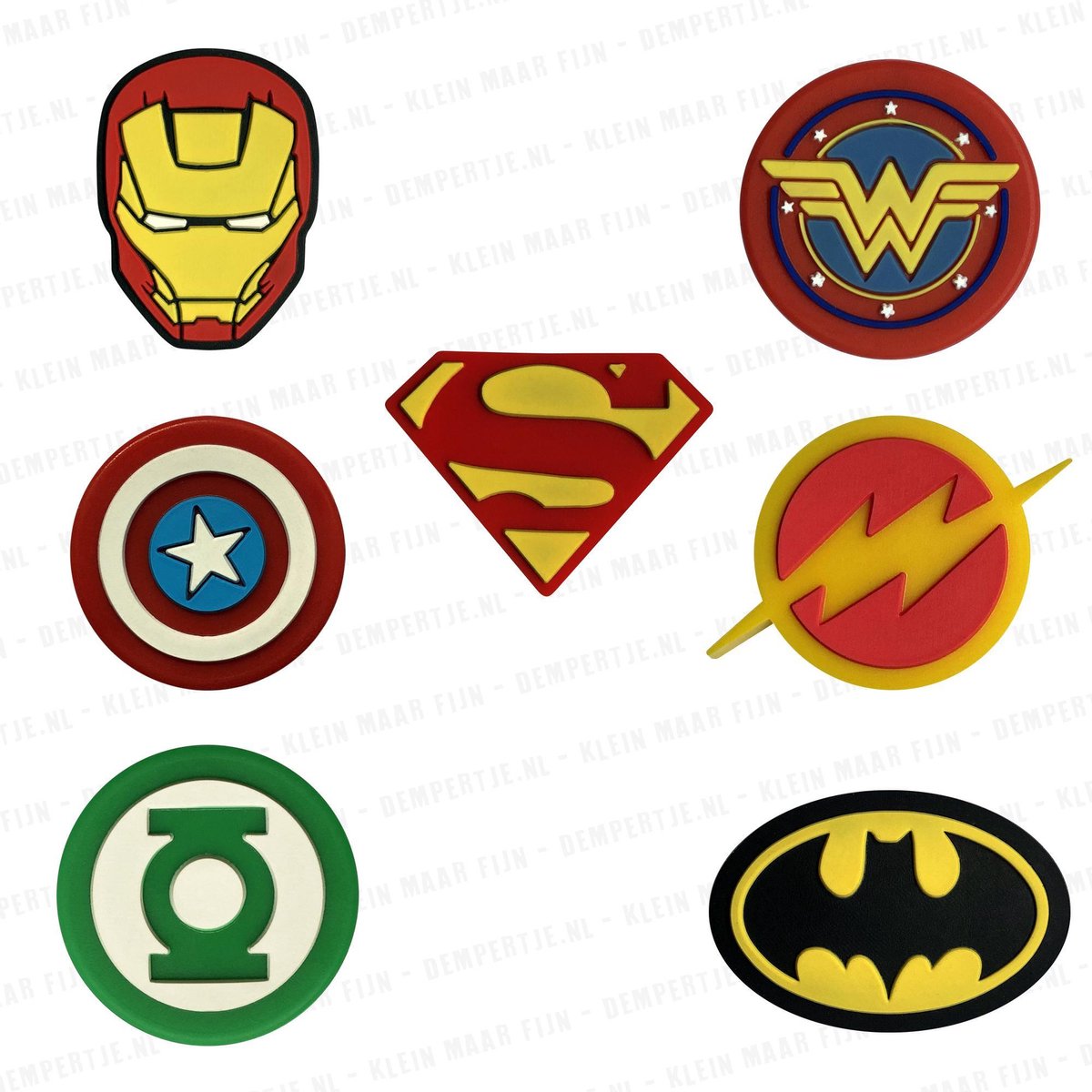 Dempertje.nl - Tennisdemper 7 stuks - Action Heroes COMBI - #008 #016 #022 #028 #056 #058 #063